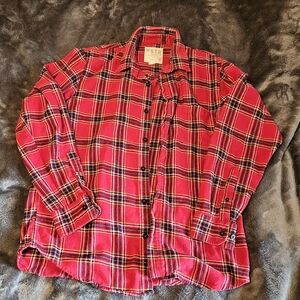 Red Plaid Button-Up Flannel